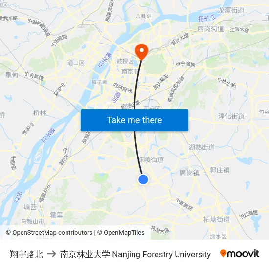 翔宇路北 to 南京林业大学 Nanjing Forestry University map