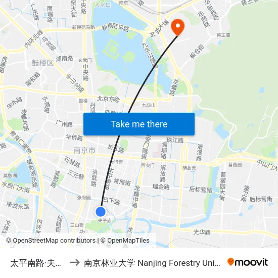 太平南路·夫子庙 to 南京林业大学 Nanjing Forestry University map