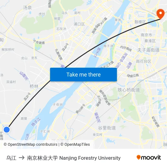 乌江 to 南京林业大学 Nanjing Forestry University map