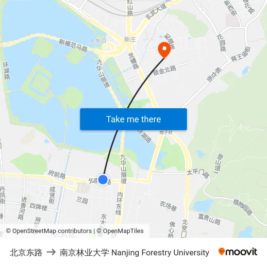 北京东路 to 南京林业大学 Nanjing Forestry University map