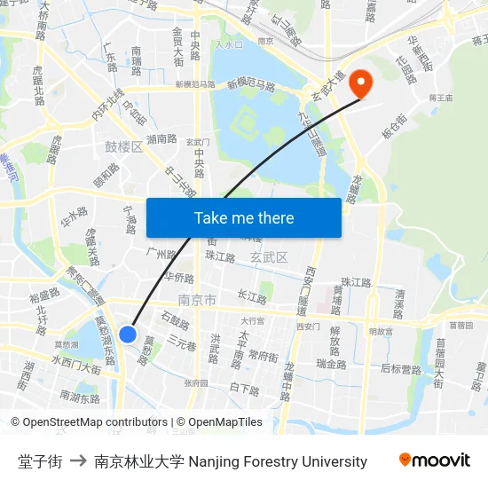堂子街 to 南京林业大学 Nanjing Forestry University map
