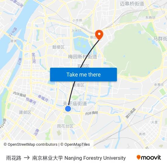 雨花路 to 南京林业大学 Nanjing Forestry University map