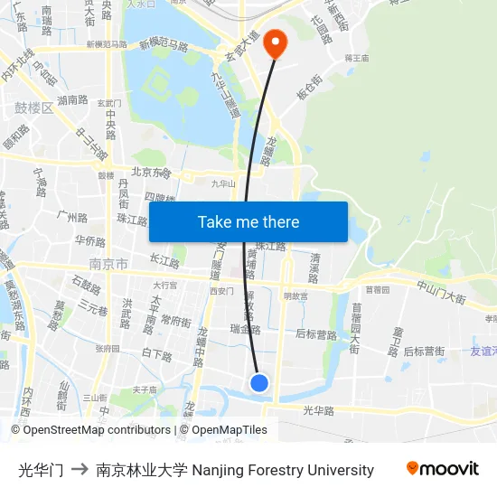光华门 to 南京林业大学 Nanjing Forestry University map
