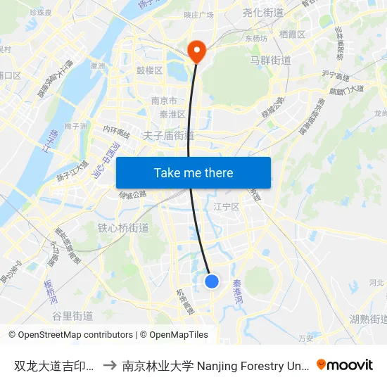双龙大道吉印大道 to 南京林业大学 Nanjing Forestry University map