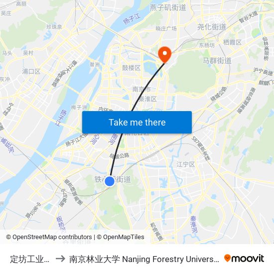 定坊工业园 to 南京林业大学 Nanjing Forestry University map