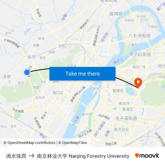 滴水珠西 to 南京林业大学 Nanjing Forestry University map