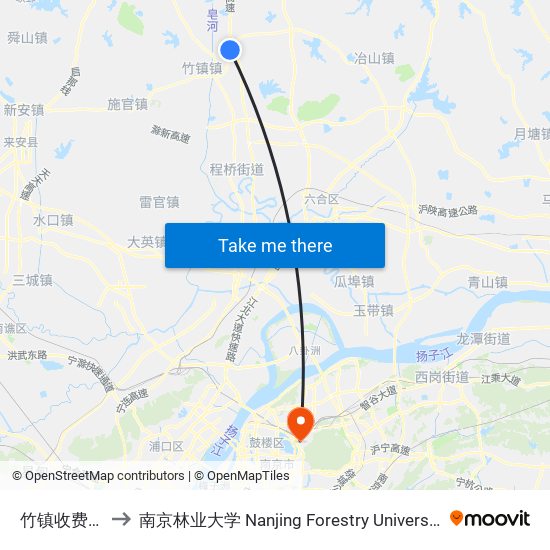 竹镇收费站 to 南京林业大学 Nanjing Forestry University map