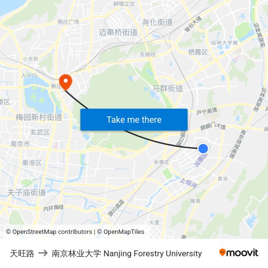 天旺路 to 南京林业大学 Nanjing Forestry University map