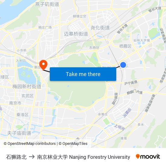 石狮路北 to 南京林业大学 Nanjing Forestry University map