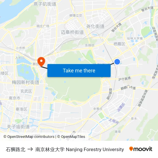 石狮路北 to 南京林业大学 Nanjing Forestry University map