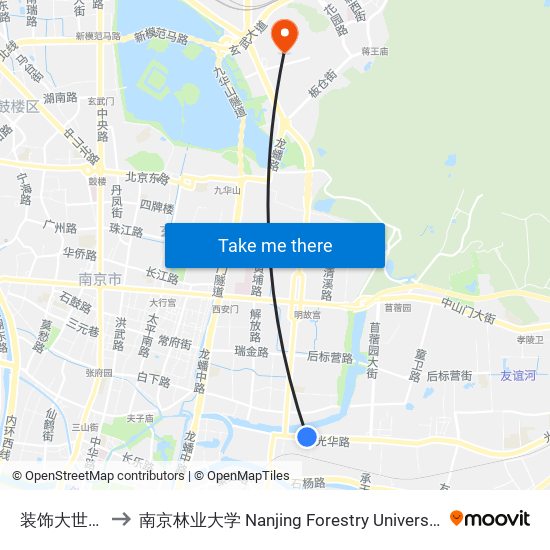 装饰大世界 to 南京林业大学 Nanjing Forestry University map