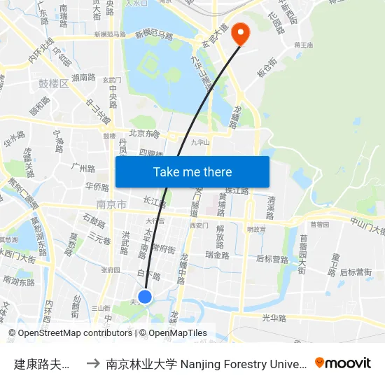 建康路夫子庙 to 南京林业大学 Nanjing Forestry University map