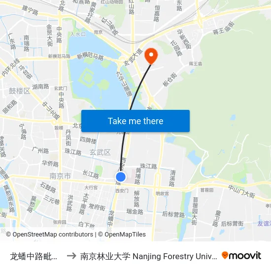 龙蟠中路毗卢寺 to 南京林业大学 Nanjing Forestry University map
