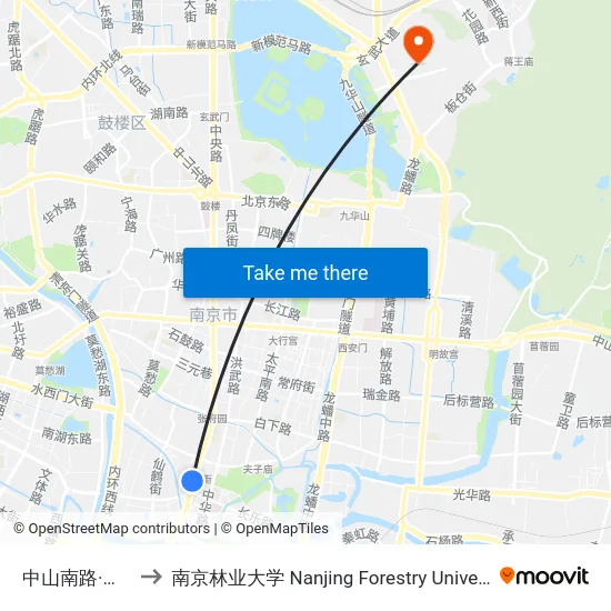 中山南路·新桥 to 南京林业大学 Nanjing Forestry University map