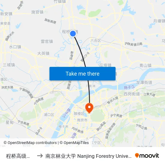 程桥高级中学 to 南京林业大学 Nanjing Forestry University map