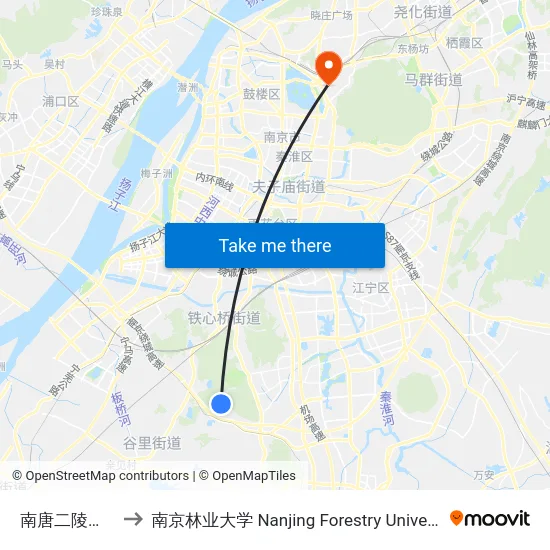南唐二陵景区 to 南京林业大学 Nanjing Forestry University map