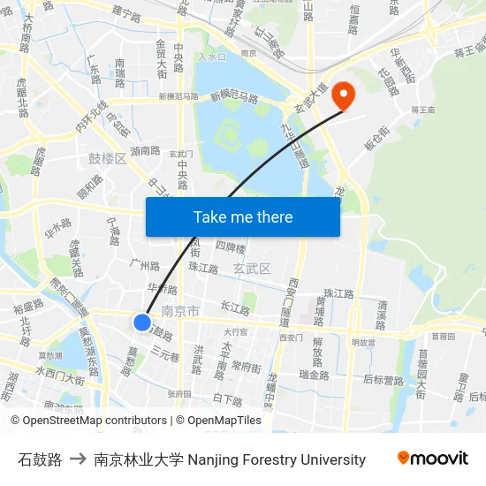 石鼓路 to 南京林业大学 Nanjing Forestry University map
