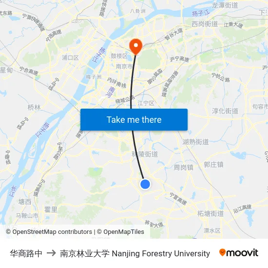 华商路中 to 南京林业大学 Nanjing Forestry University map