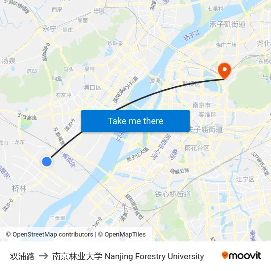 双浦路 to 南京林业大学 Nanjing Forestry University map