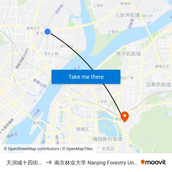 天润城十四街区北 to 南京林业大学 Nanjing Forestry University map