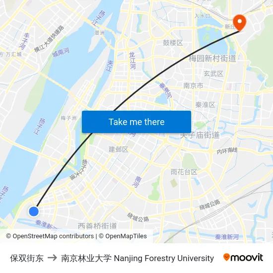 保双街东 to 南京林业大学 Nanjing Forestry University map