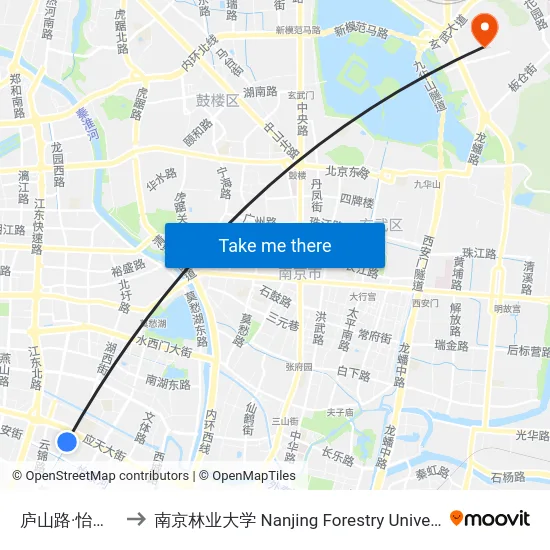 庐山路·怡康街 to 南京林业大学 Nanjing Forestry University map