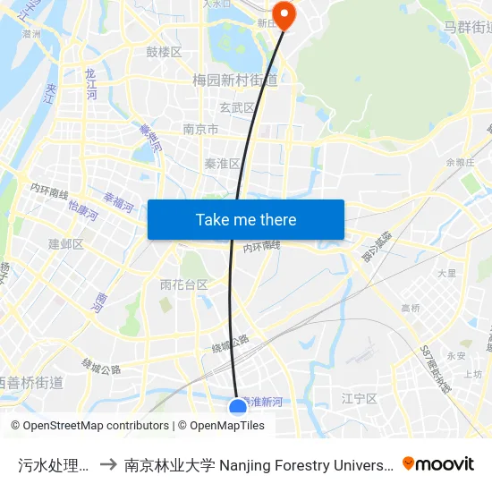 污水处理厂 to 南京林业大学 Nanjing Forestry University map