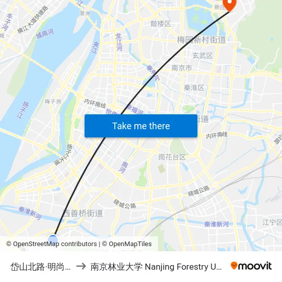 岱山北路·明尚东苑 to 南京林业大学 Nanjing Forestry University map