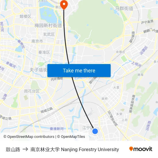 鼓山路 to 南京林业大学 Nanjing Forestry University map