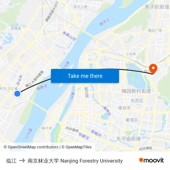 临江 to 南京林业大学 Nanjing Forestry University map