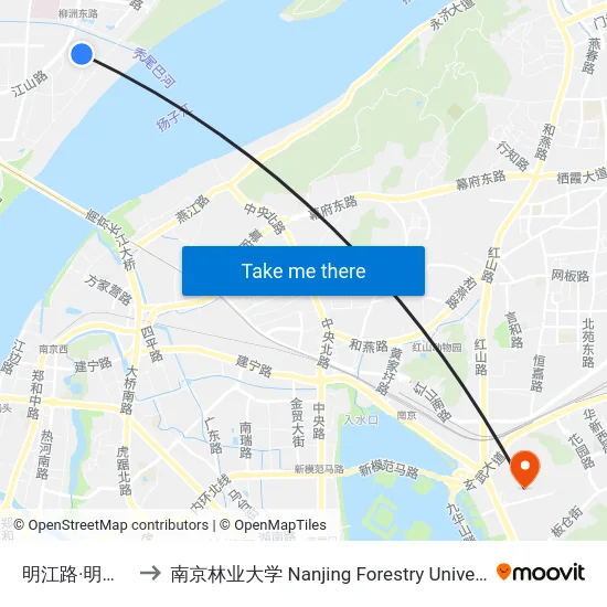 明江路·明高路 to 南京林业大学 Nanjing Forestry University map