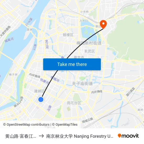 黄山路·富春江东街 to 南京林业大学 Nanjing Forestry University map