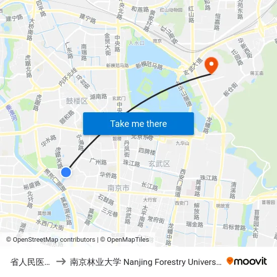 省人民医院 to 南京林业大学 Nanjing Forestry University map