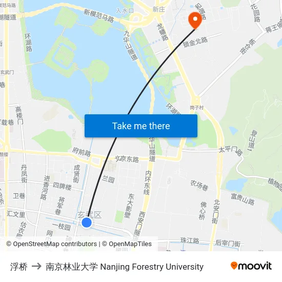浮桥 to 南京林业大学 Nanjing Forestry University map