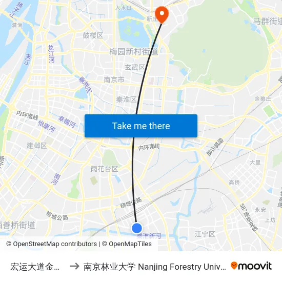 宏运大道金源路 to 南京林业大学 Nanjing Forestry University map
