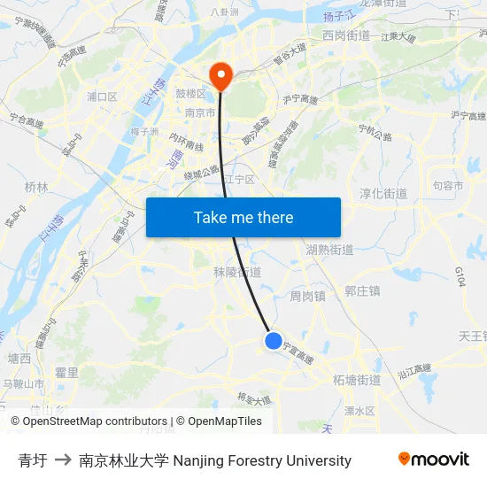 青圩 to 南京林业大学 Nanjing Forestry University map