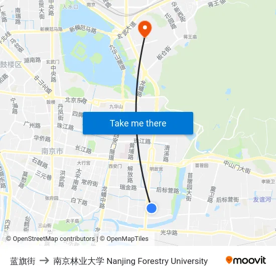 蓝旗街 to 南京林业大学 Nanjing Forestry University map