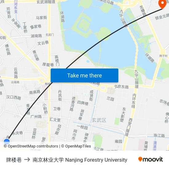 牌楼巷 to 南京林业大学 Nanjing Forestry University map