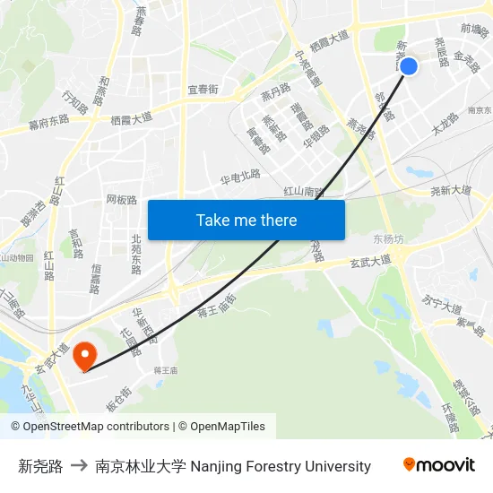 新尧路 to 南京林业大学 Nanjing Forestry University map