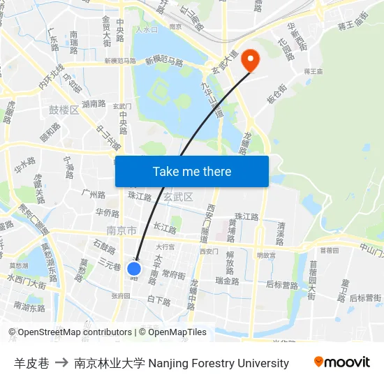 羊皮巷 to 南京林业大学 Nanjing Forestry University map