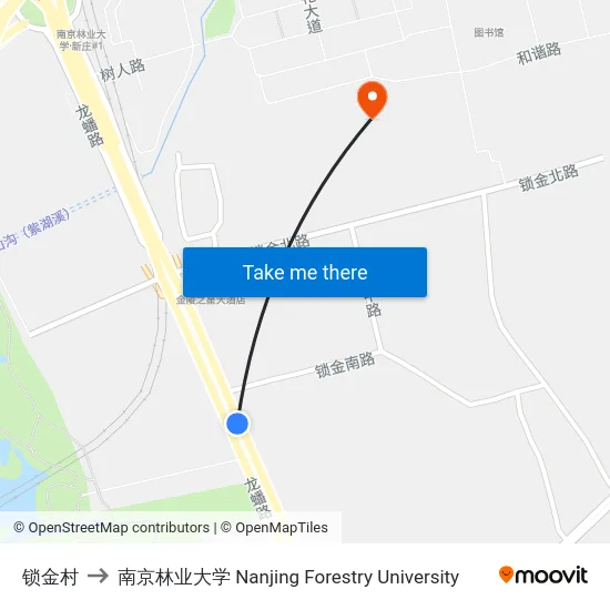 锁金村 to 南京林业大学 Nanjing Forestry University map