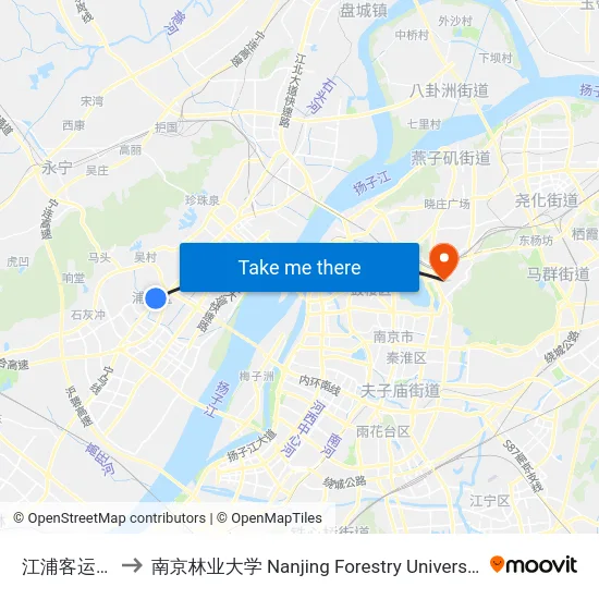江浦客运站 to 南京林业大学 Nanjing Forestry University map