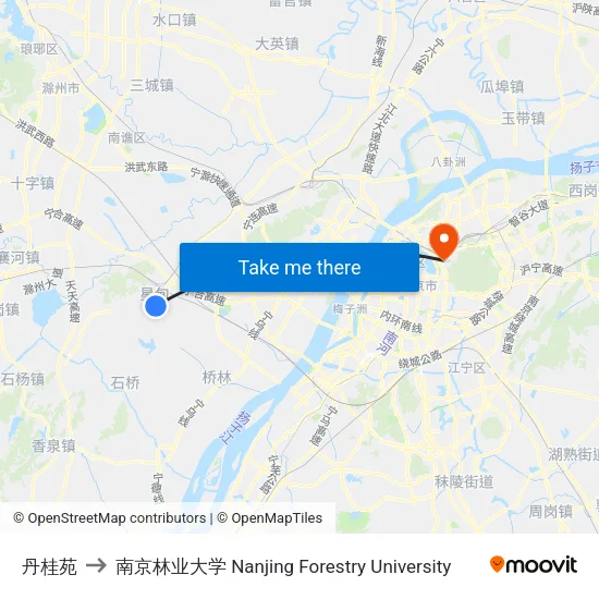 丹桂苑 to 南京林业大学 Nanjing Forestry University map