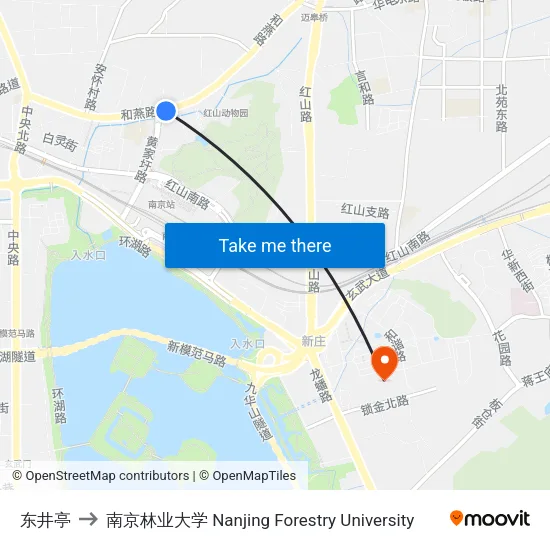 东井亭 to 南京林业大学 Nanjing Forestry University map