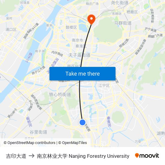 吉印大道 to 南京林业大学 Nanjing Forestry University map