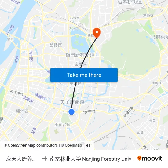 应天大街养虎巷 to 南京林业大学 Nanjing Forestry University map