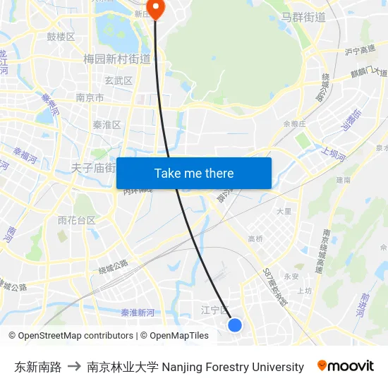 东新南路 to 南京林业大学 Nanjing Forestry University map