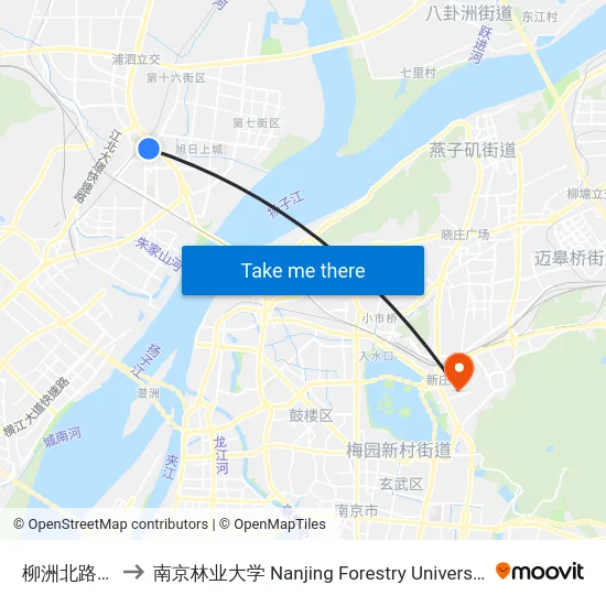 柳洲北路北 to 南京林业大学 Nanjing Forestry University map
