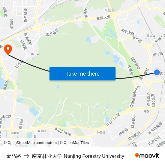 金马路 to 南京林业大学 Nanjing Forestry University map