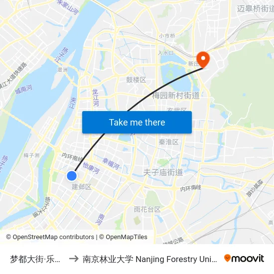 梦都大街·乐山路 to 南京林业大学 Nanjing Forestry University map